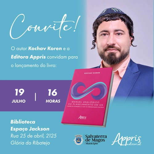 Convite para o Lançamento do livro Manual Analógico do Planejamento em UX: Figuras de Interação e o Loop da Aprendizagem Contínua
