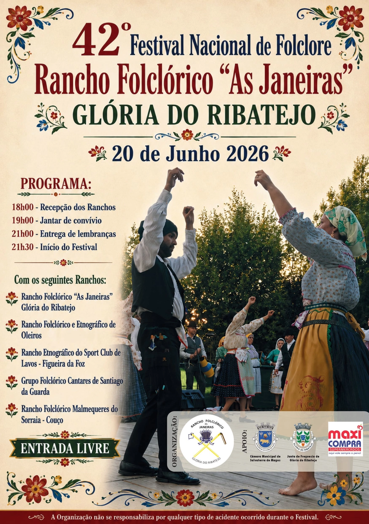 Glória do Ribatejo recebe a 42.ª edição do Festival Nacional de Folclore “As Janeiras”