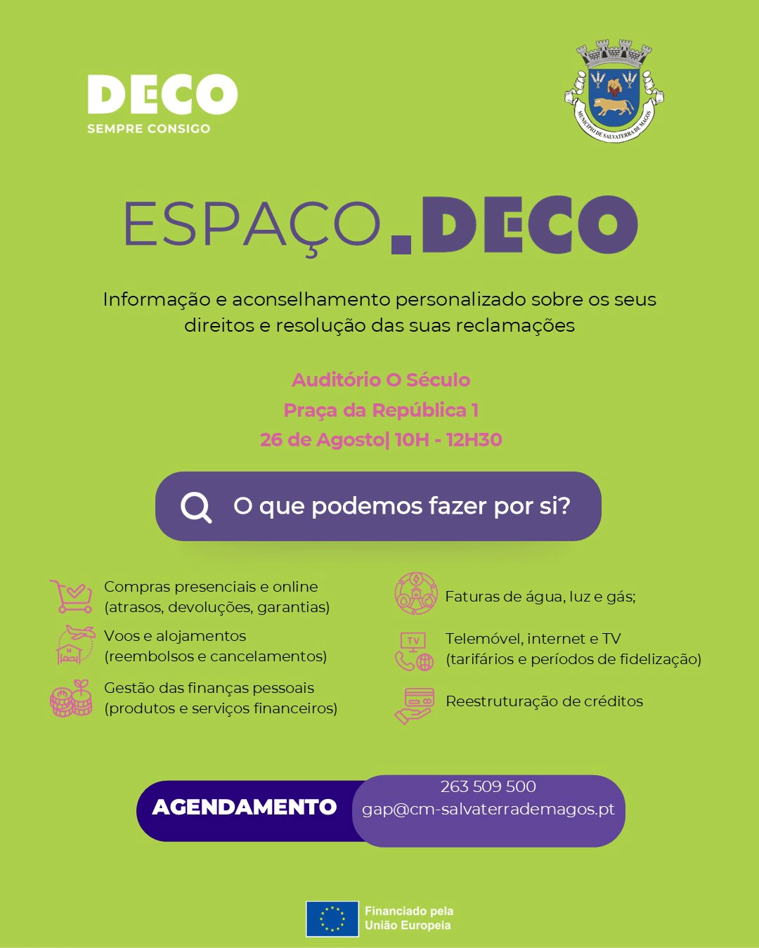 Atendimento ao Consumidor dia 26 de agosto em Salvaterra de Magos